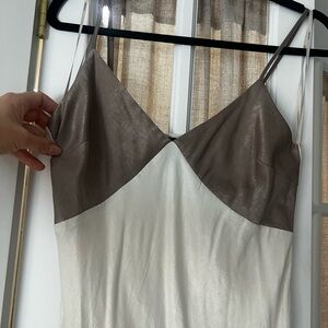 White Two-Tone Spaghetti Strap Maxi Dress